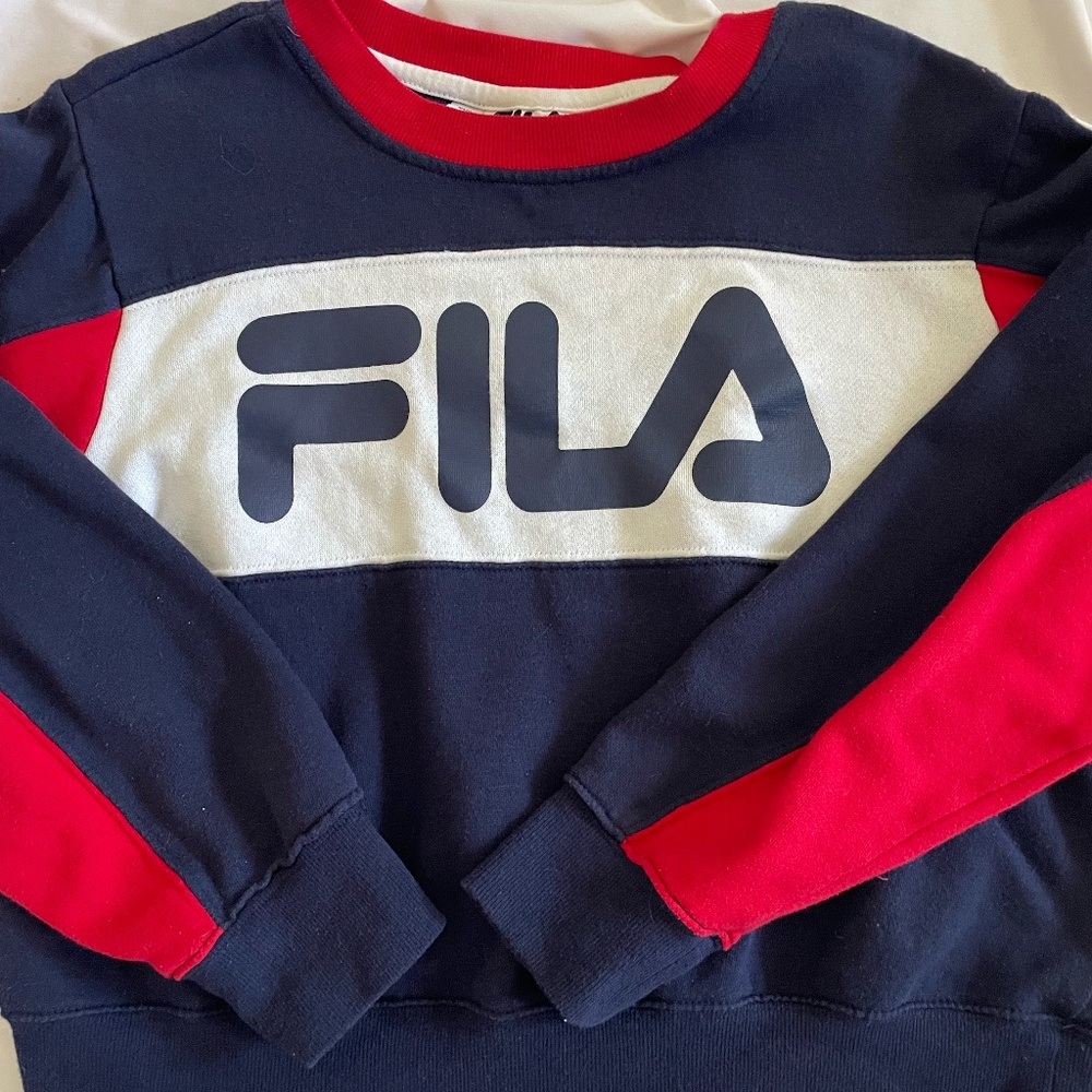 Navy, Red and White FILA Logo Sweater - Kids XL, fits women’s Small